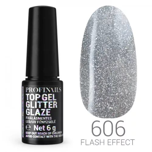Profinails Top Gél Glitter Glaze fixálásmentes LED/UV fényzselé 6g No. 606