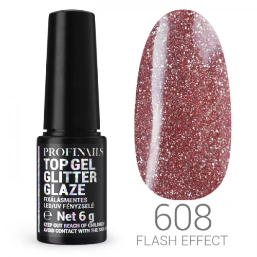 Profinails Top Gél Glitter Glaze fixálásmentes LED/UV fényzselé 6g No. 608