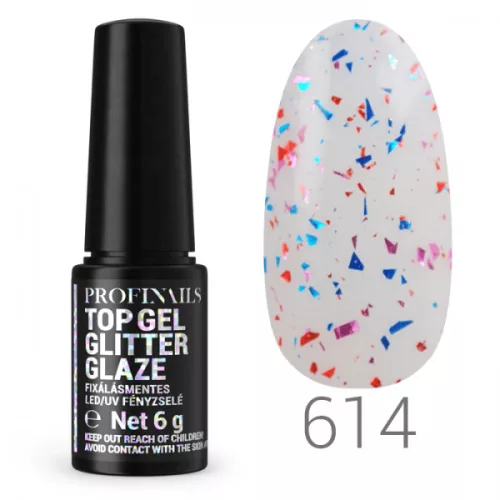 Profinails Top Gél Glitter Glaze fixálásmentes LED/UV fényzselé 6g No. 614 *