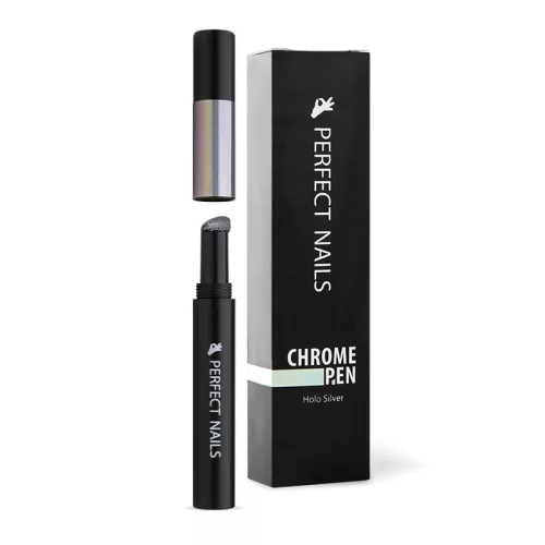Perfect Nails Chrome Pen - Krómpor Körömdíszítő Toll - Holo Ezüst *