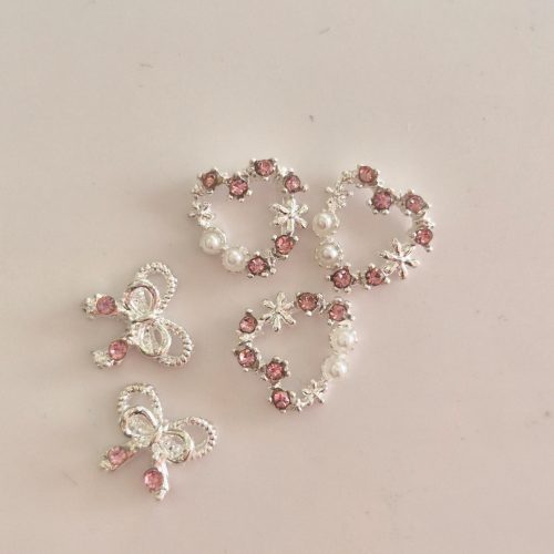Luxory Pink Diamond Charm 4db Szív #2