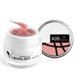   Venalisa Hard Jelly Gel - Építőzselé 15ml - A08 Nude Pink