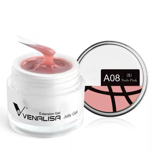 Venalisa Hard Jelly Gel - Építőzselé 15ml - A08 Nude Pink