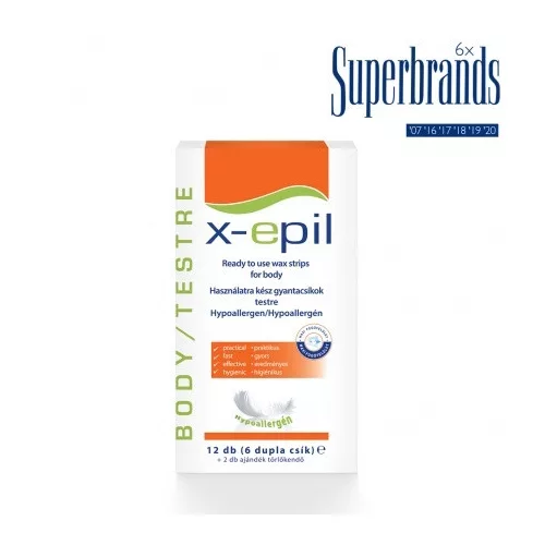 X-Epil - Használatrakész Gyantacsík Testre - Hypoallergén 6x2db